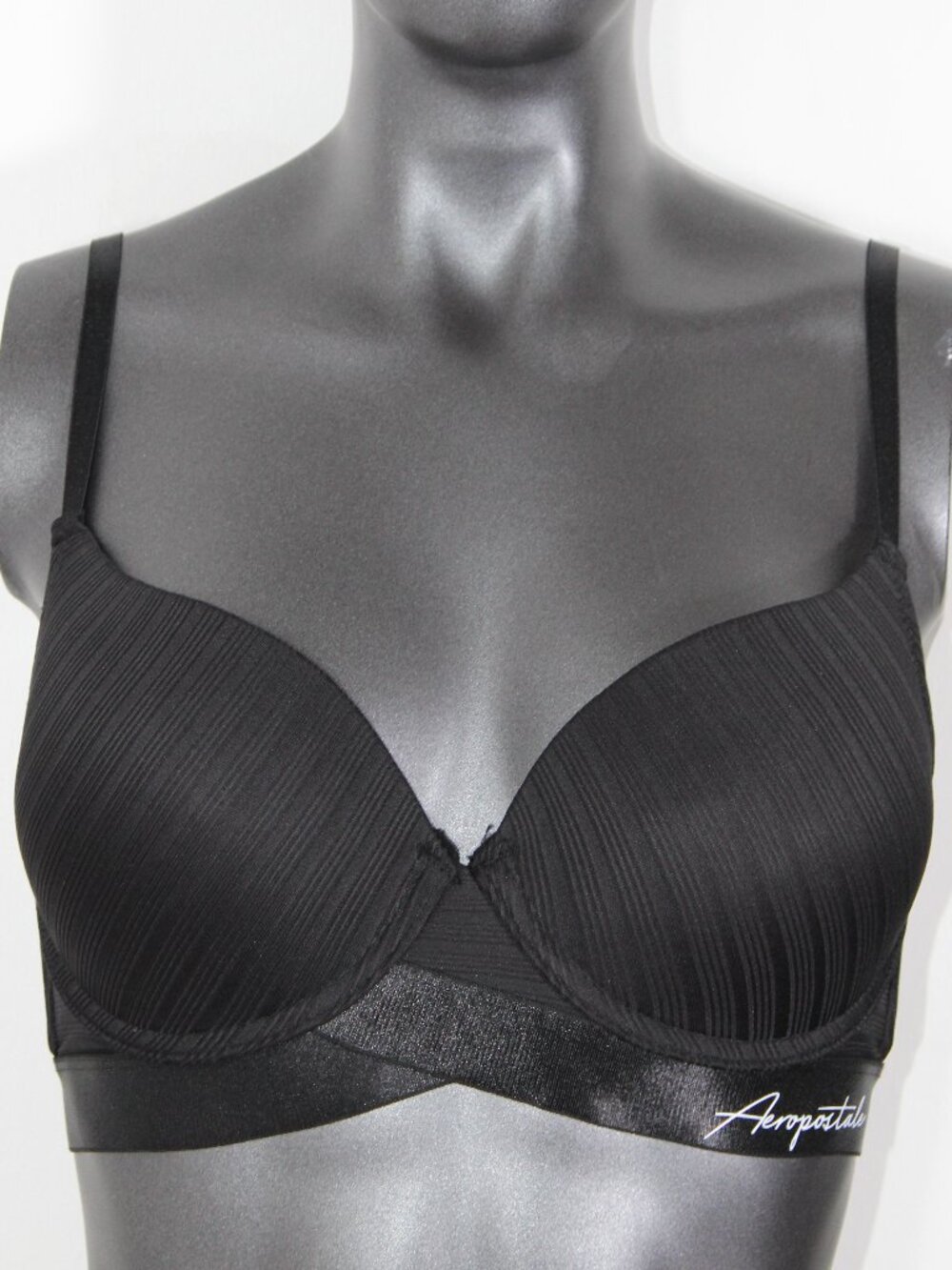 Aรฉropostale Black Crossover Logo Band Push-Up Bra - Size 34C